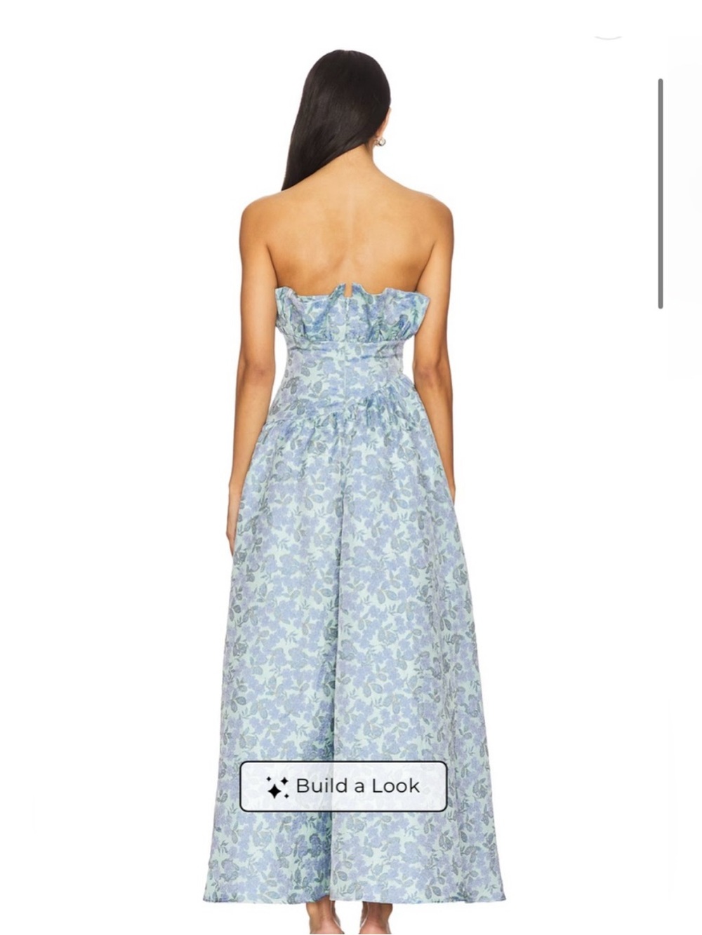Elliatt Powder Blue Floral Strapless High-Low Gown - Picture 2 of 3